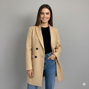 Malene Birger Camel Wool Mid-Length Coat - 36 / 6-8